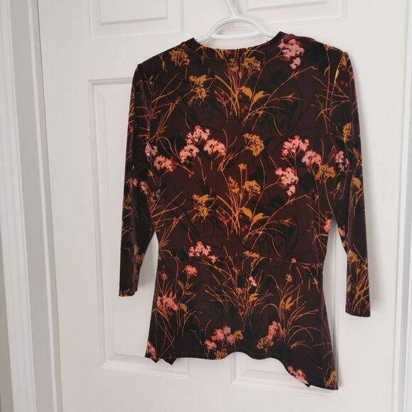 Ivanka Trump velvet peplum longsleeve top size S - Picture 3 of 4